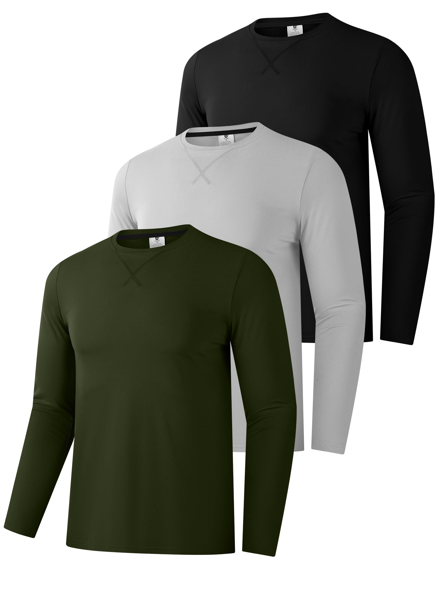 Holure Herren 1er-/3er-/5er-Packung Baumwollhemden für Männer, langärmelige Rundhals-Casual-T-Shirts, Klassische Regular-Fit-Hemden, Basics für den Winter
