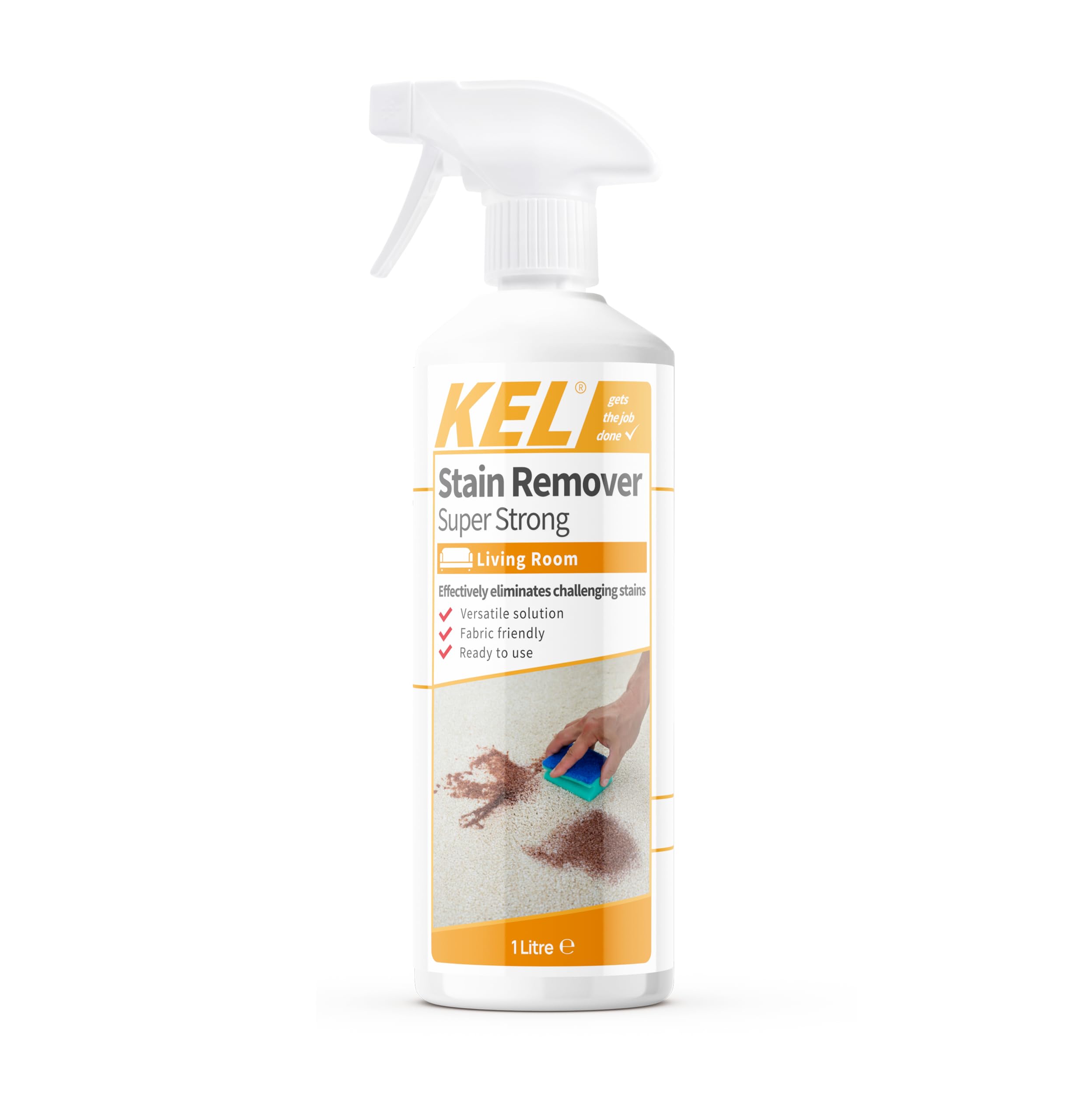 KEL - Stain Remover Spray Extra Strong, Carpet & Upholstery Cleaner, Removes Deely Ingrained Marks, Effective for Most Types of Fabrics - 1 Litre