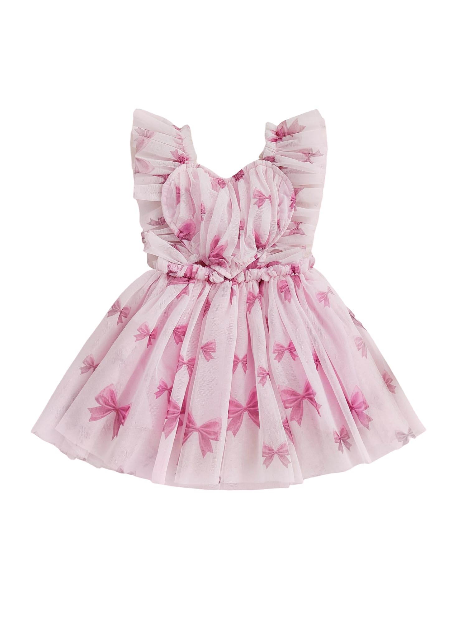 GXNRHG Baby Girl Valentines Tutu Sukienka Śliczny nadruk w kształcie serca Pończoch Suknie liniowe Letnia księżniczka Urodziny Party Wzburzona sukienka letnia