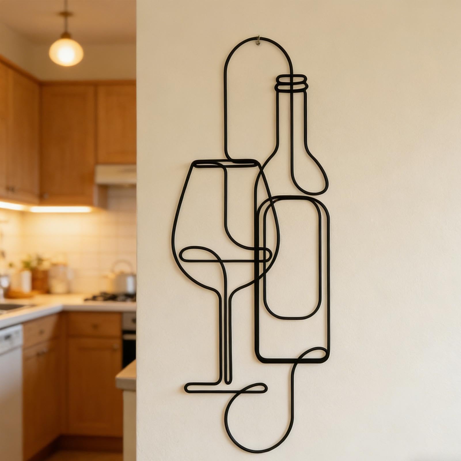 Decorazione da parete in metallo, scultura di bottiglia di vino, arte astratta da appendere alla parete, semplice decorazione per la casa, per cucina, sala da pranzo, bar, caffetteria, ufficio