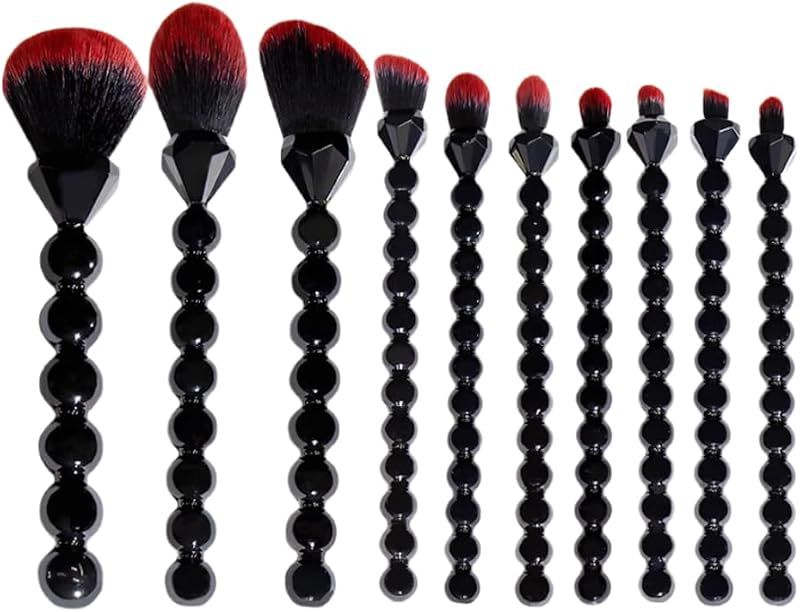 Kit de Pincéis de Maquiagem COSHINE com Design de Diamante e Pérola, 10 Unidades, Preto