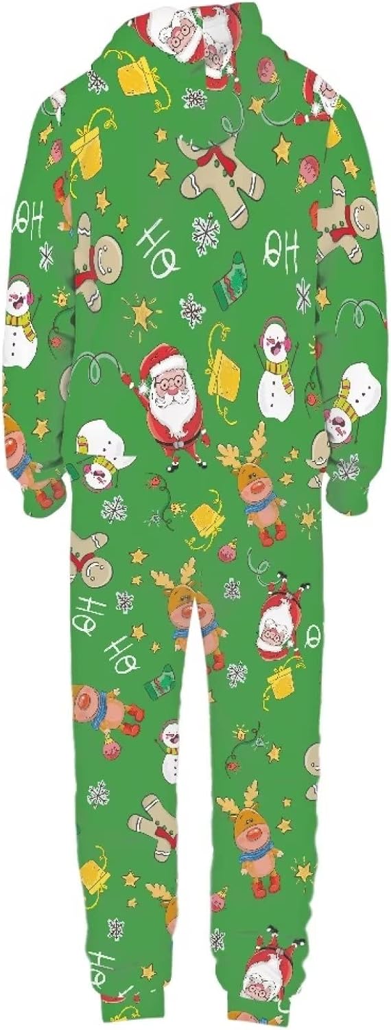 Men Cos Hooded Jumpsuit Adult Onesie Costume Pajamas Romper Long Sleeve Clothing S-4XL
