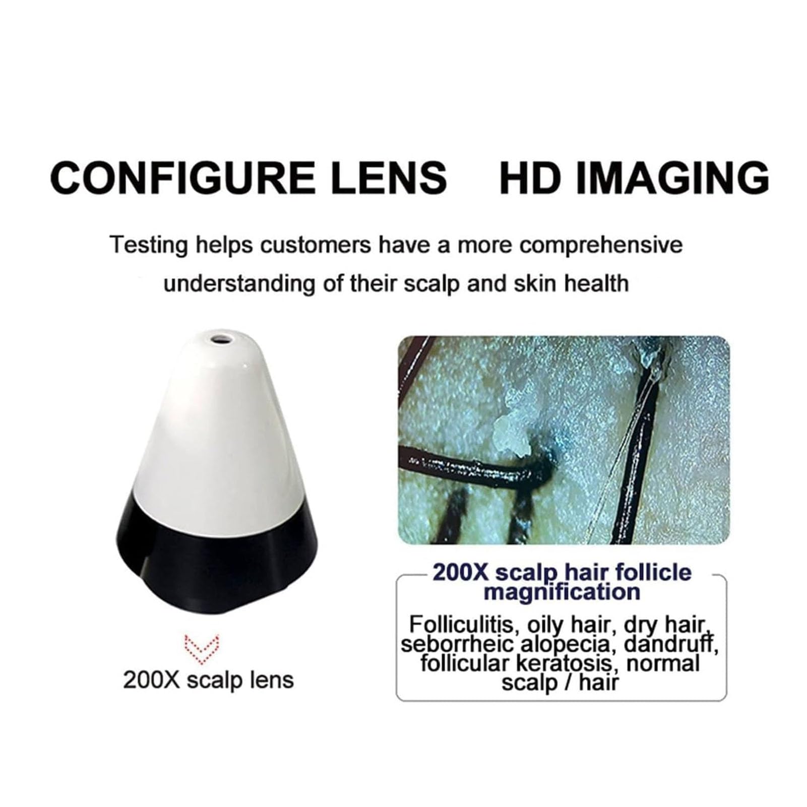 Analyseur de Cheveux de Diagnostic de Peau, Microscope Numérique pour Cuir Chevelu et Follicule, Détecteur de Cuir Chevelu Cutané de 10,1 Pouces, Testeur de Follicules Pileux HD