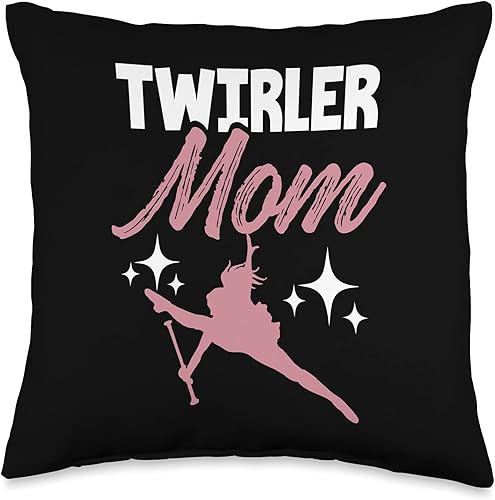 Majorette Twirling Retro Marching Band Funny Tees Twirler Mom Baton Mother Majorette - Almohada giratoria, 16.0 x 16.0 in, multicolor