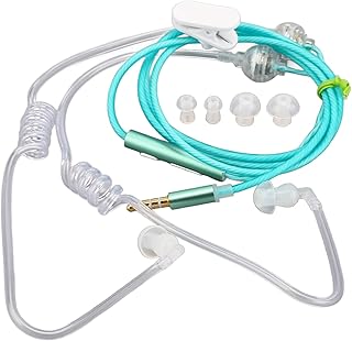 Yunseity Air Tube Headphones, Universal 3.5mm Bilateral Air Tube Earbuds, Anti Radiation Headphones with Noise Cancellation and Premium Sound, for Tablets Laptops Cell Phones (Green)