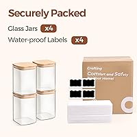 Vista 8 de ComSaf Recipientes de almacenamiento de vidrio con tapas, tarros de vidrio de 1.2 cuartos de galón con tapas, tarro transparente para almacenamiento