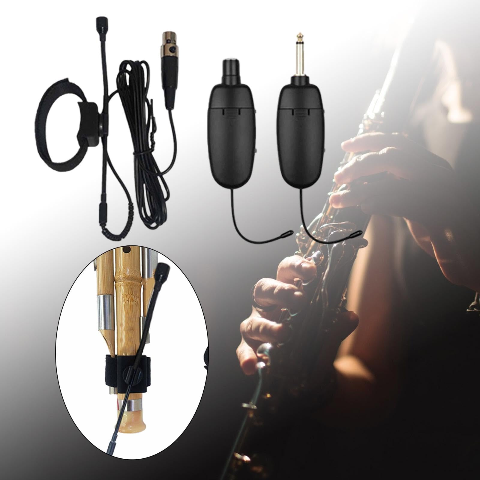 Microfono per Flauto Strumento Musicale Microfono a Condensatore Professionale con Clip Regolabile Antivento Antipolvere Cavo Adatto per Hulu, XLR a 3 Pin
