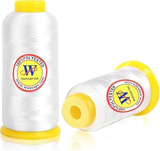Sewing Machine Thread-All Purpose Sewing Thread 60WT Serger Thread for Overlock,Merrow,Quilting Sewing Single Big Cone of 5000M (5500 Yards) Each (2 White)