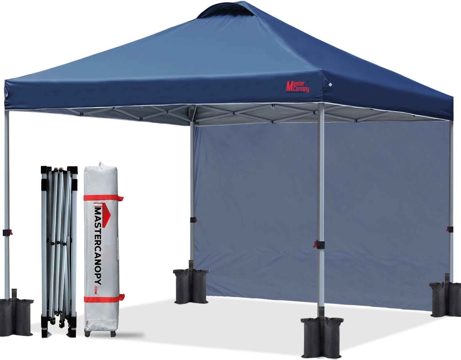 MasterCanopy Durable Ez Pop-up Gazebo Tent with 1 Sidewall(2.5x2.5M,Navy Blue)