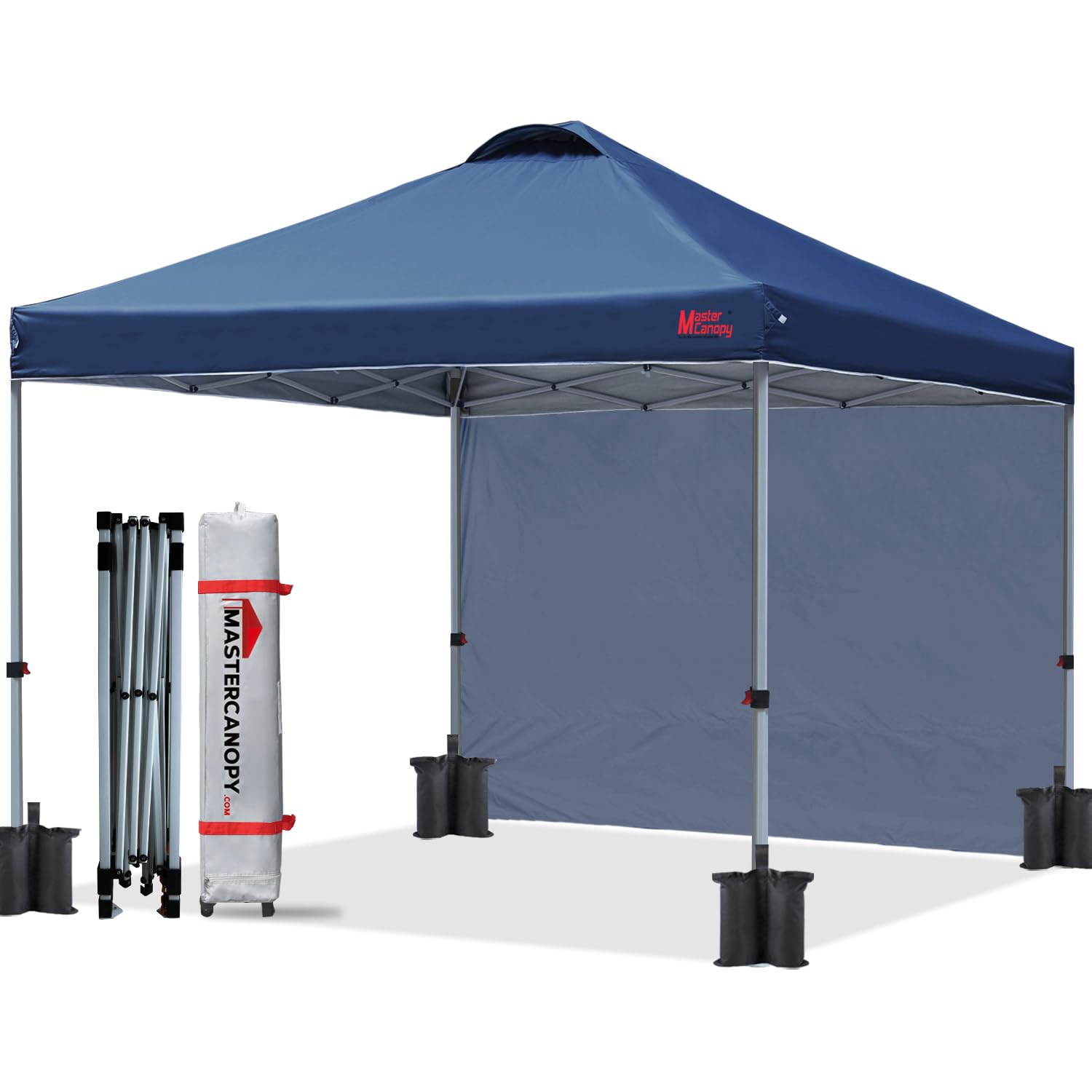MasterCanopy Durable Ez Pop-up Gazebo Tent with 1 Sidewall(2.5x2.5M,Navy Blue)