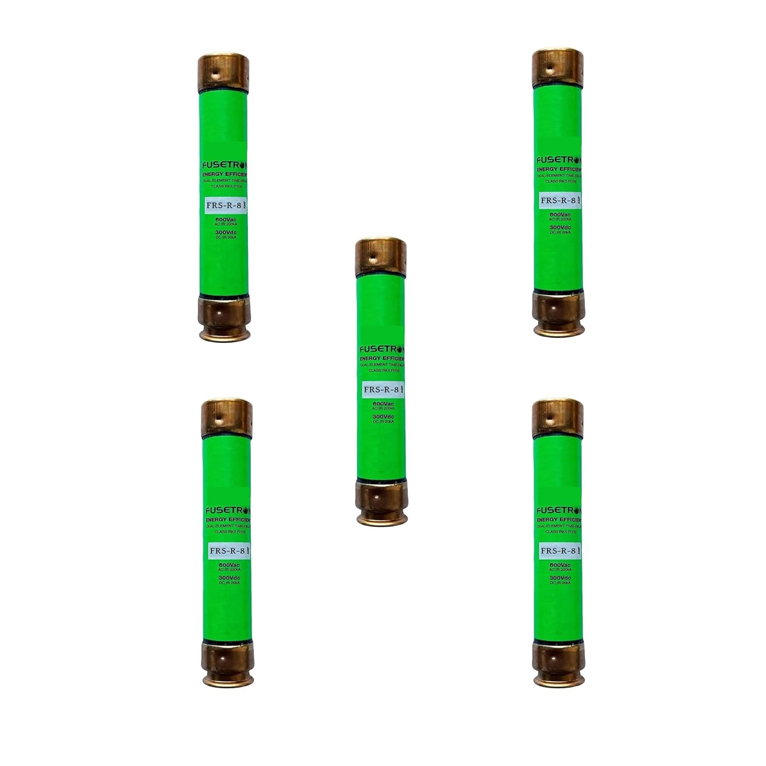 5-Pack New FRS-R-8 FRS-R-8A 600Vac Time Delay Fuse,FRS-R-8 AMP Class RK5 Cartridge Fuses