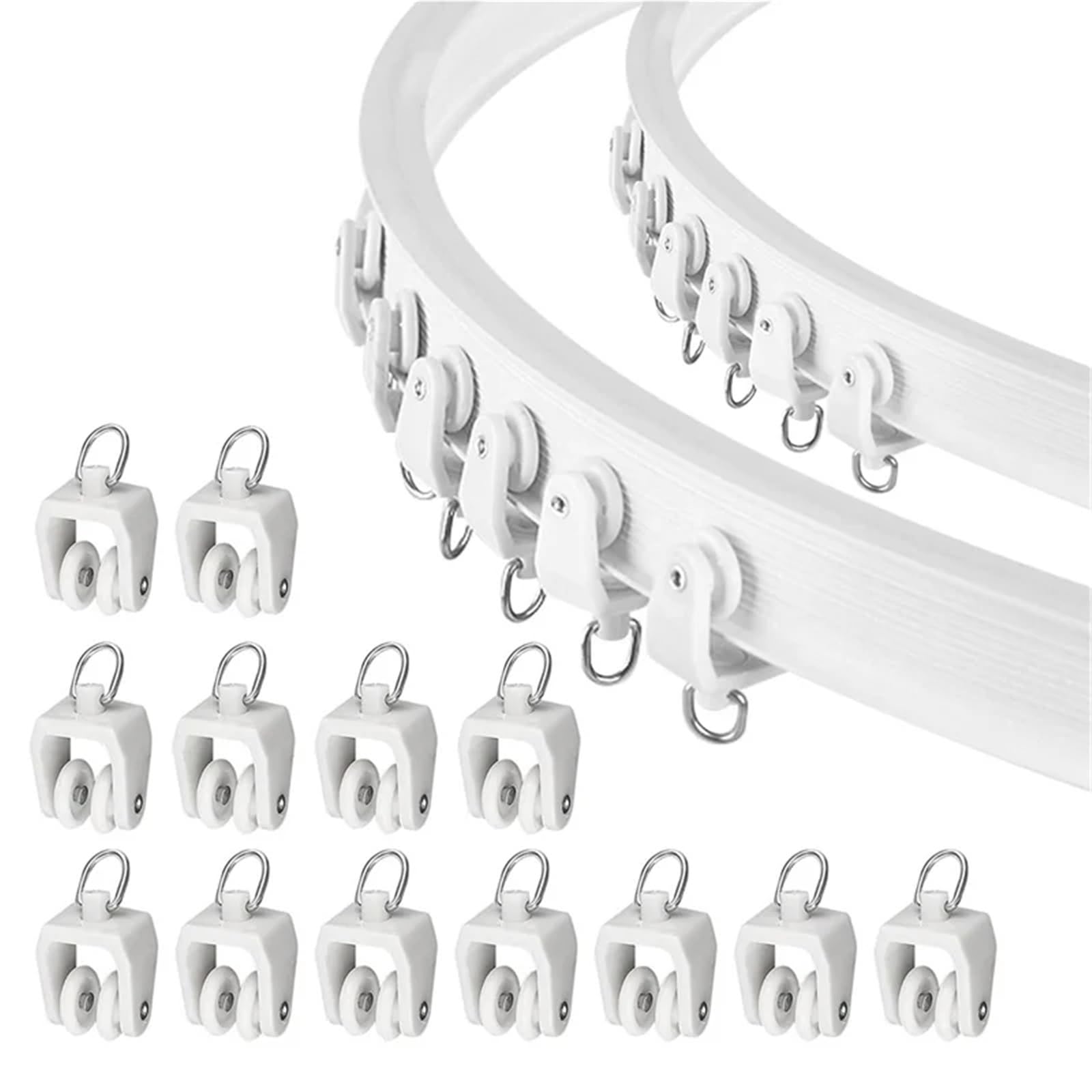 Rrypbovg White Curtain Track Rollers Ceiling Curtain Track Rollers Flexible Bendable Curtain Track Rollers 11 Mm Plastic Drapery Rail Gliders With Hooks(,50Pcs)