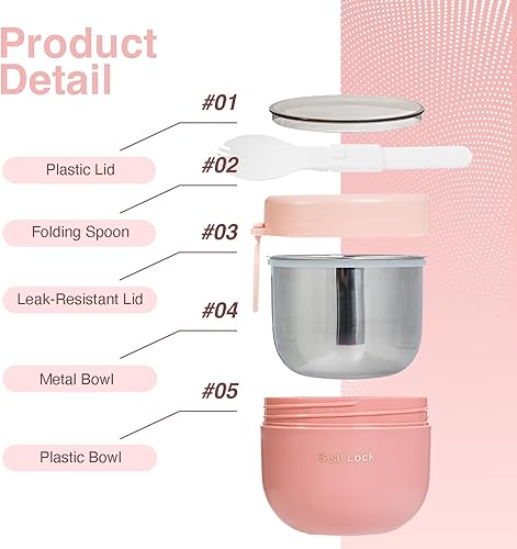 Miniatura 5 de Recipiente de avena durante la noche, tarros de conservas de 20 onzas, recipientes de almacenamiento de alimentos con tapas, recipientes de