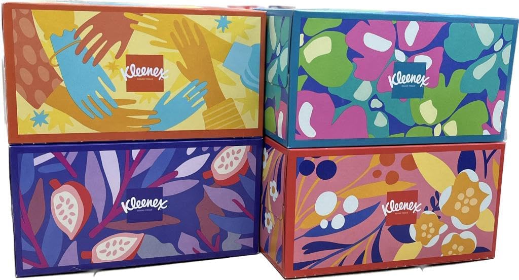 Kleenex Trusted Care Facial Tissues, 4 Big Boxes, 230 Tissues per Box, 2-Ply (920 Total Tissues), Packaging May Vary