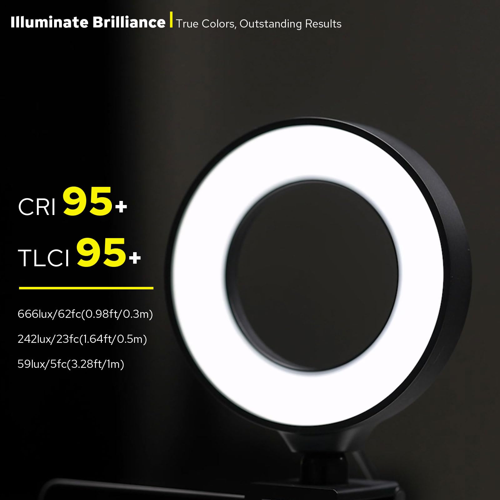 ZENIKO CR5 Bi - Illuminazione per videoconferenza, 5 pollici Bi-Color CRI95+ anello di luce per lavoro remoto, apprendimento a distanza, chiamata zoom, live streaming, trucco, ecc.