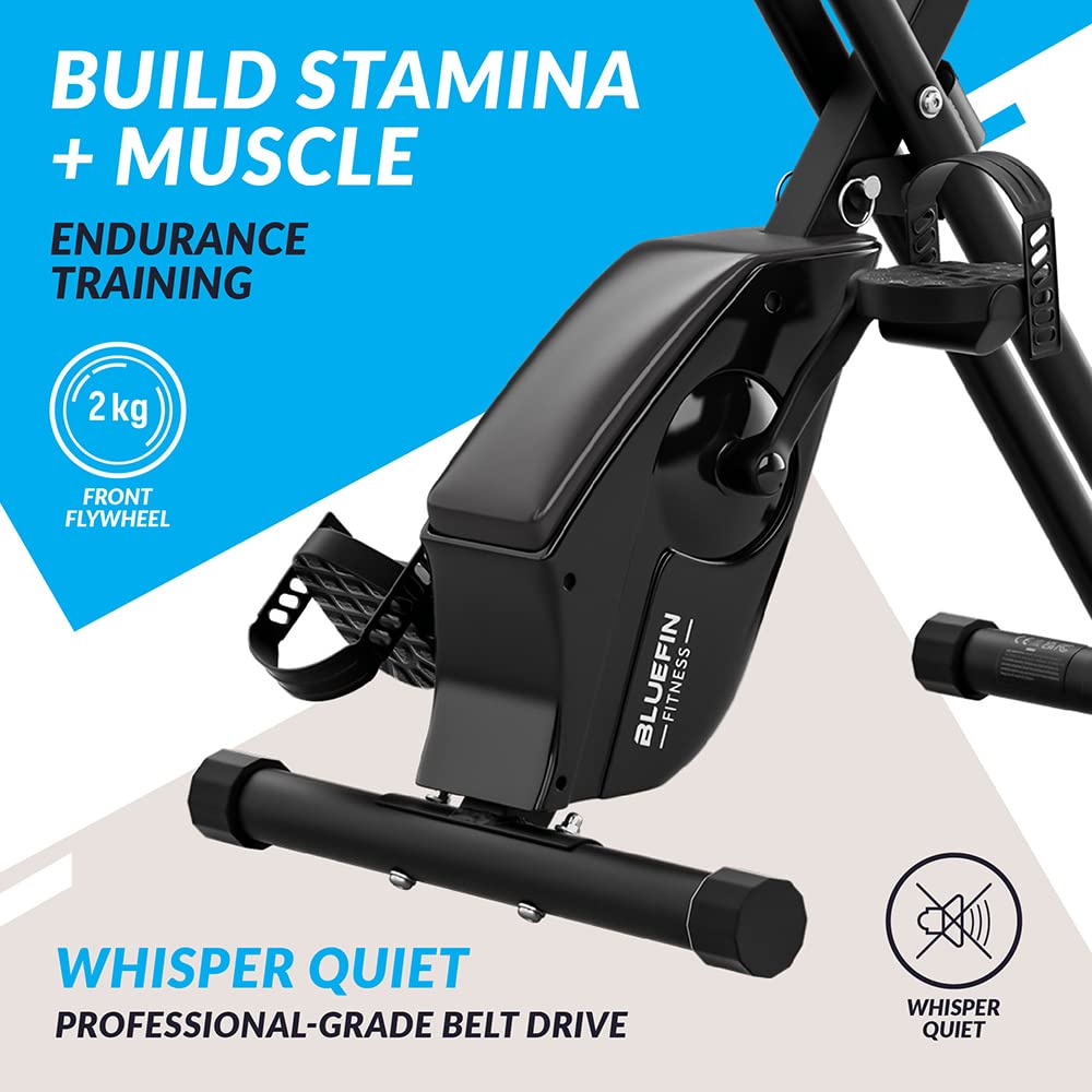 Bluefin Fitness Tour Lite Rower treningowy do użytku domowego, do użytku domowego, kompatybilny z Kinomap, składany rower domowy, konsola, magnetyczny rower treningowy, składany, szary