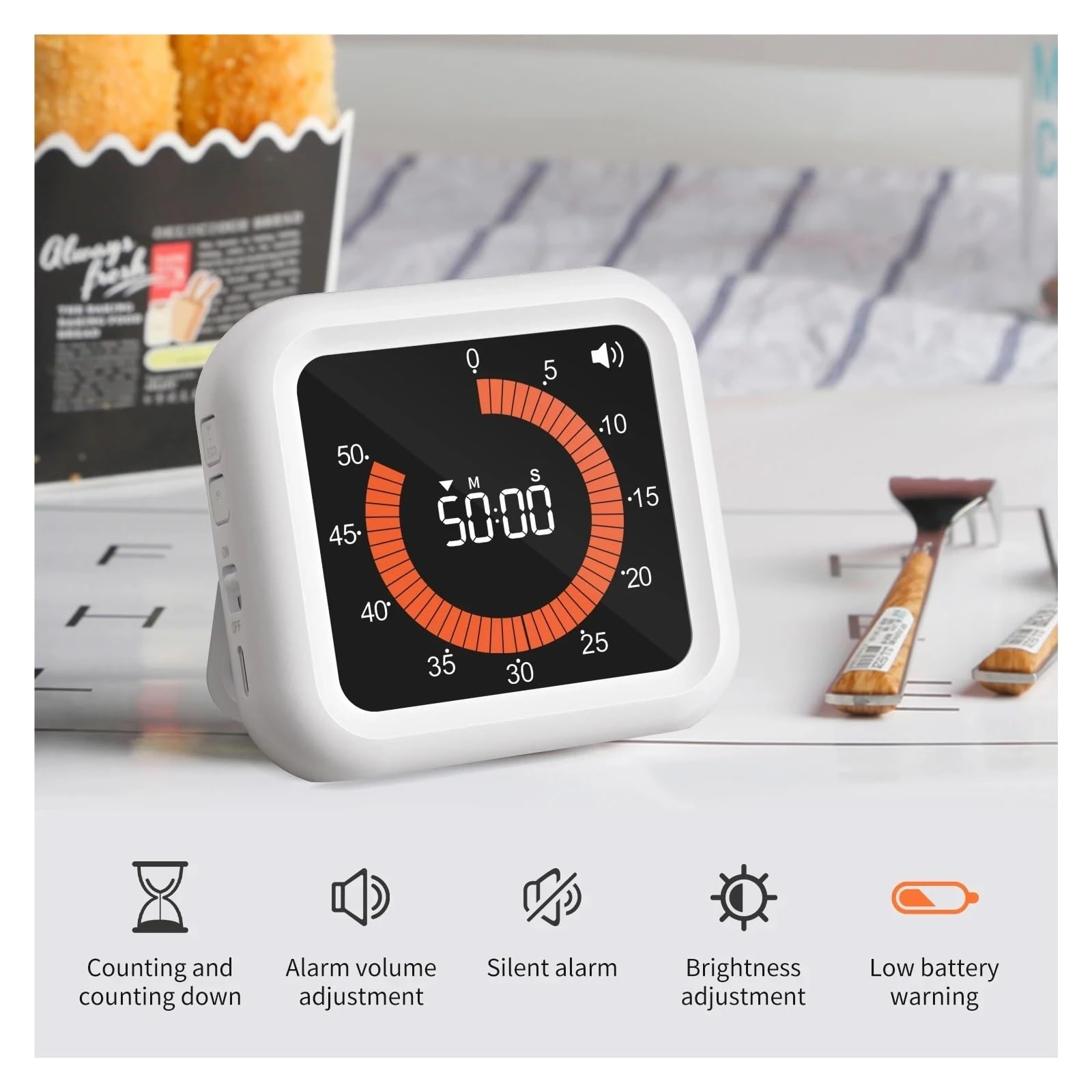 Temporizadores Visuales Digitales, Temporizador De Cocina, Cuenta Atrás Manual Recargable, Ducha For Cocinar, Estudio, Cronómetro Fitness For Hornear