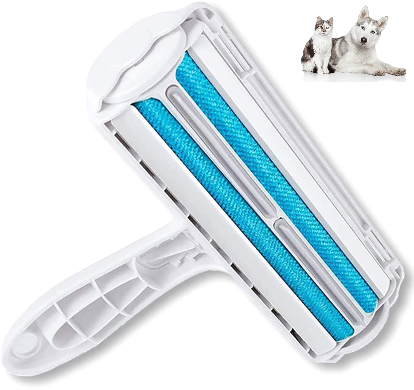 Hicaseer Pet Hair Remover Roller,Cat and Dog Hair Remover, Efficient Animal Hair Removal Tool with Self-Cleaning Base, for Furniture, Carpets, Bedding, Clothing and More - Blue