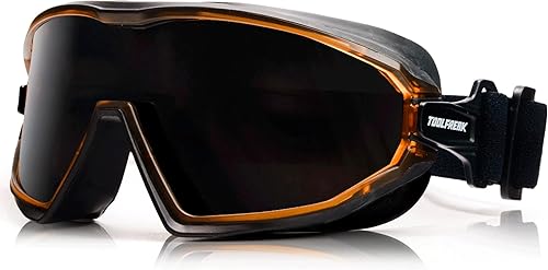 ToolFreak Gafas de seguridad de tamaño medio clasificado según ANSI z87.1 para impacto y UV U6, ventilación directa, lente oleofóbica, incluye funda
