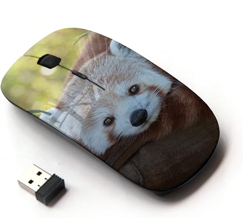[ Ratón inalámbrico óptico 2.4G [pequeño oso panda rojo cara árbol cola animal ]