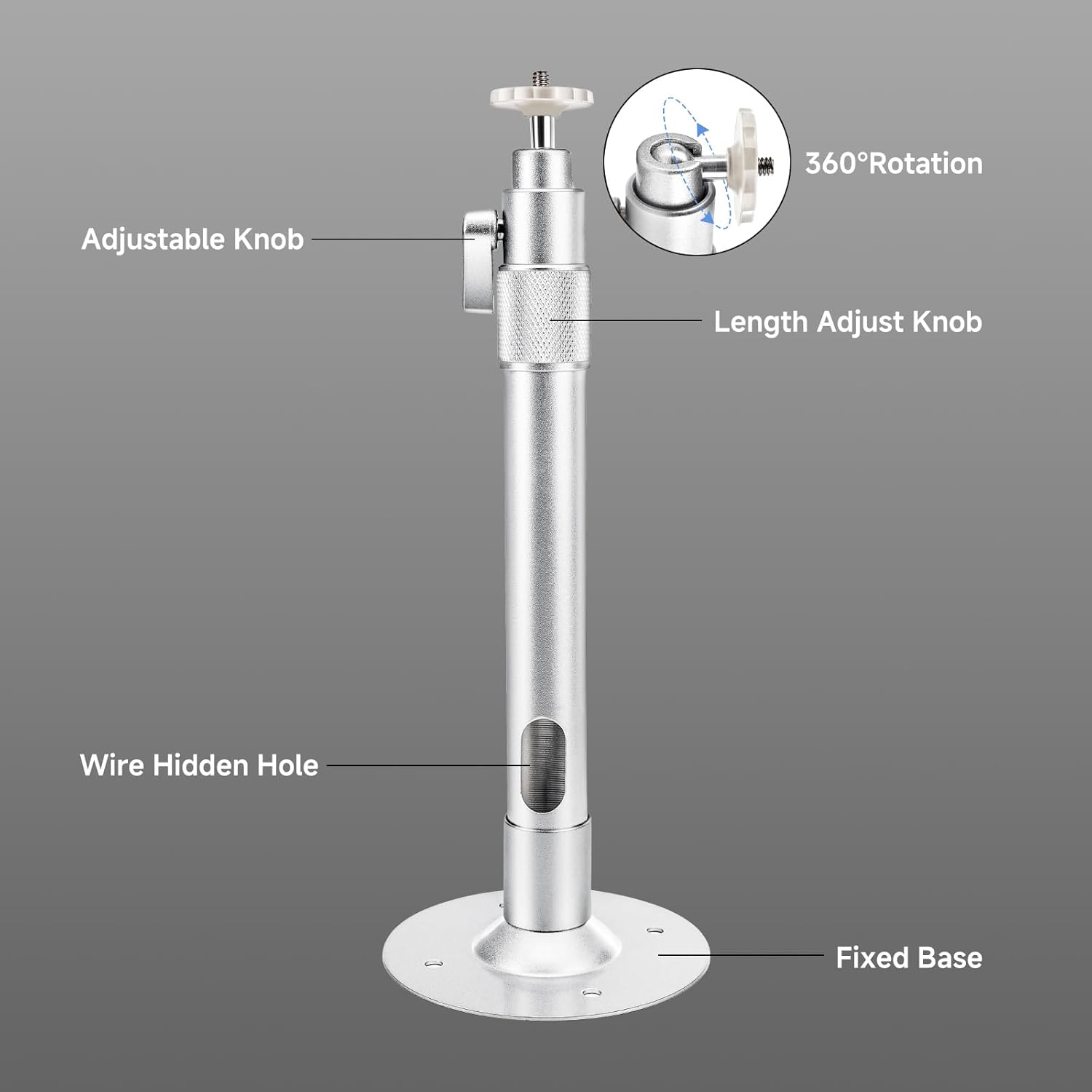 KOGATA Projector Mount 360° Adjustable Projectors Ceiling Mount Adjustable Bracket with 360° Rotation, Extendable 31–50cm, Hidden Cable Design, Universal 1/4" Screw Wall Mount Compatible GC357B
