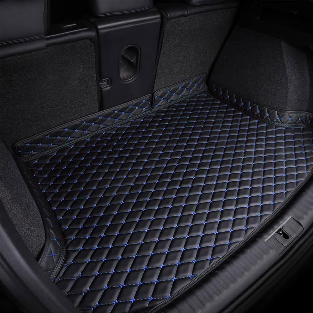Ctpyoks Car Boot Liner for Mazda CX-30 Hybrid 2019-2026, Leather Rear Trunk Mats Waterproof Floor All Weather Anti Scratch Slip Parts Tray Protector Carpet Pad Cargo Liners,D/Black-blue