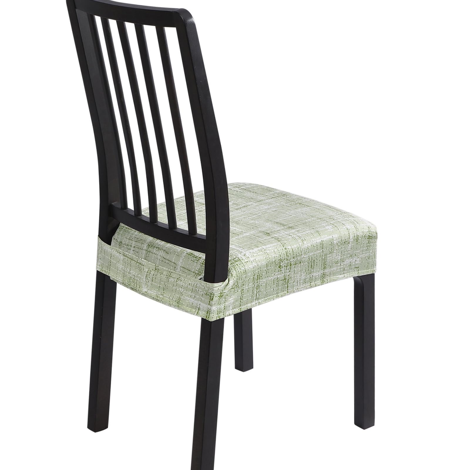 SearchI Dining Chair Seat Covers Set of 4, Rear Covered, Green Linen-Look