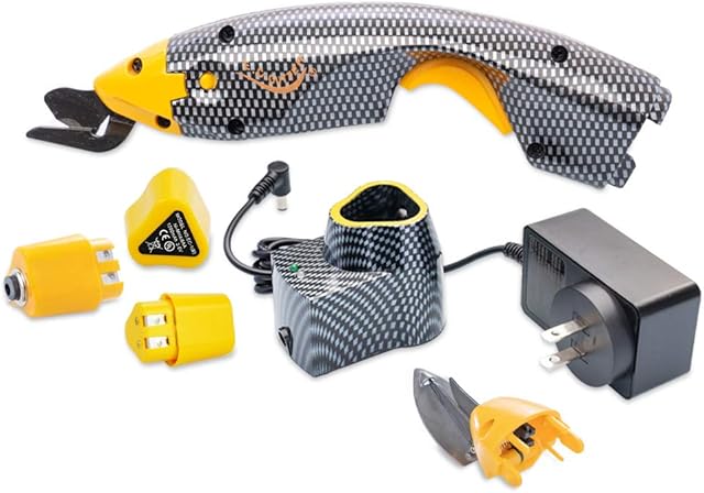 Loboo Idea Electric Scissors EC Cutter Electric Cordless Scissors, EC-02 Cordless Electric Scissors, Powerful Electric Scissors with 2 Batteries & 2 Cutting Blades for Craft Sewing Cardboard