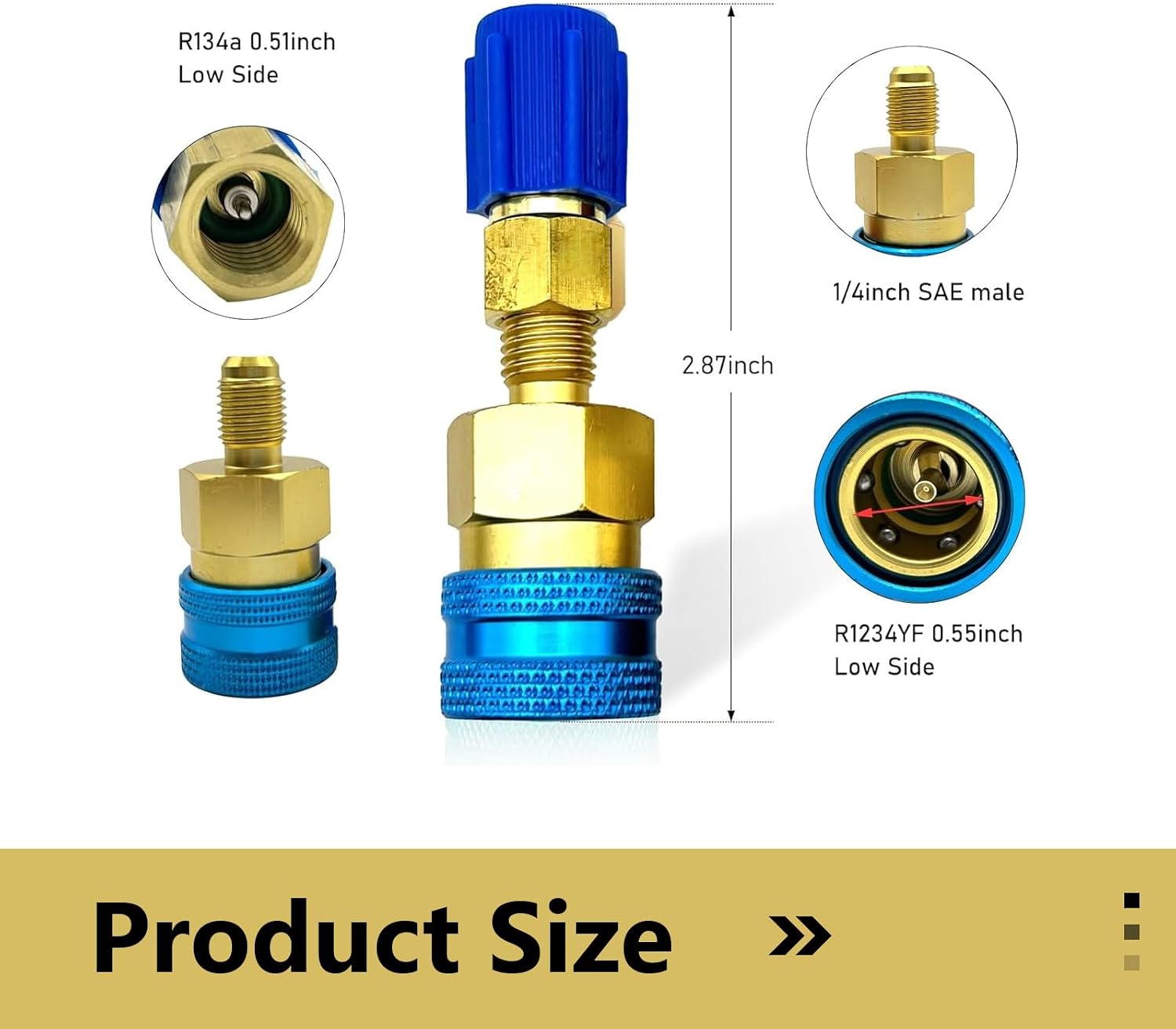 R1234YF Quick Couplers Kit, R1234yf to R134a Adapters, High Low Side Connector Conversion, R1234YF Refrigerant Air Conditioning System Hose Fitting