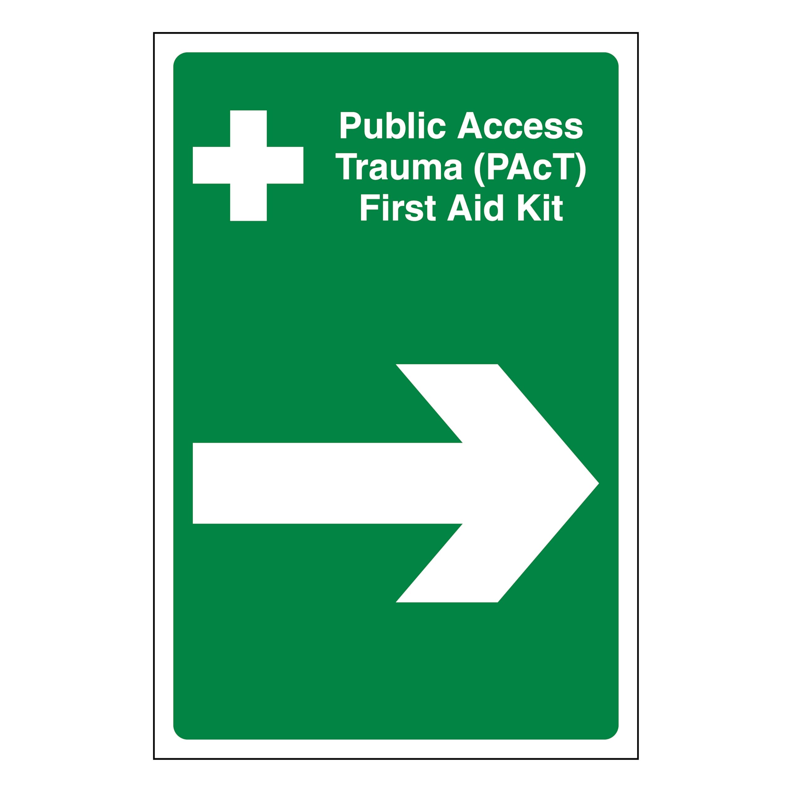 V Safety Public Access Trauma (PAcT) First Aid Kit Arrow Right 200 x 300mm - 2mm Rigid Plastic
