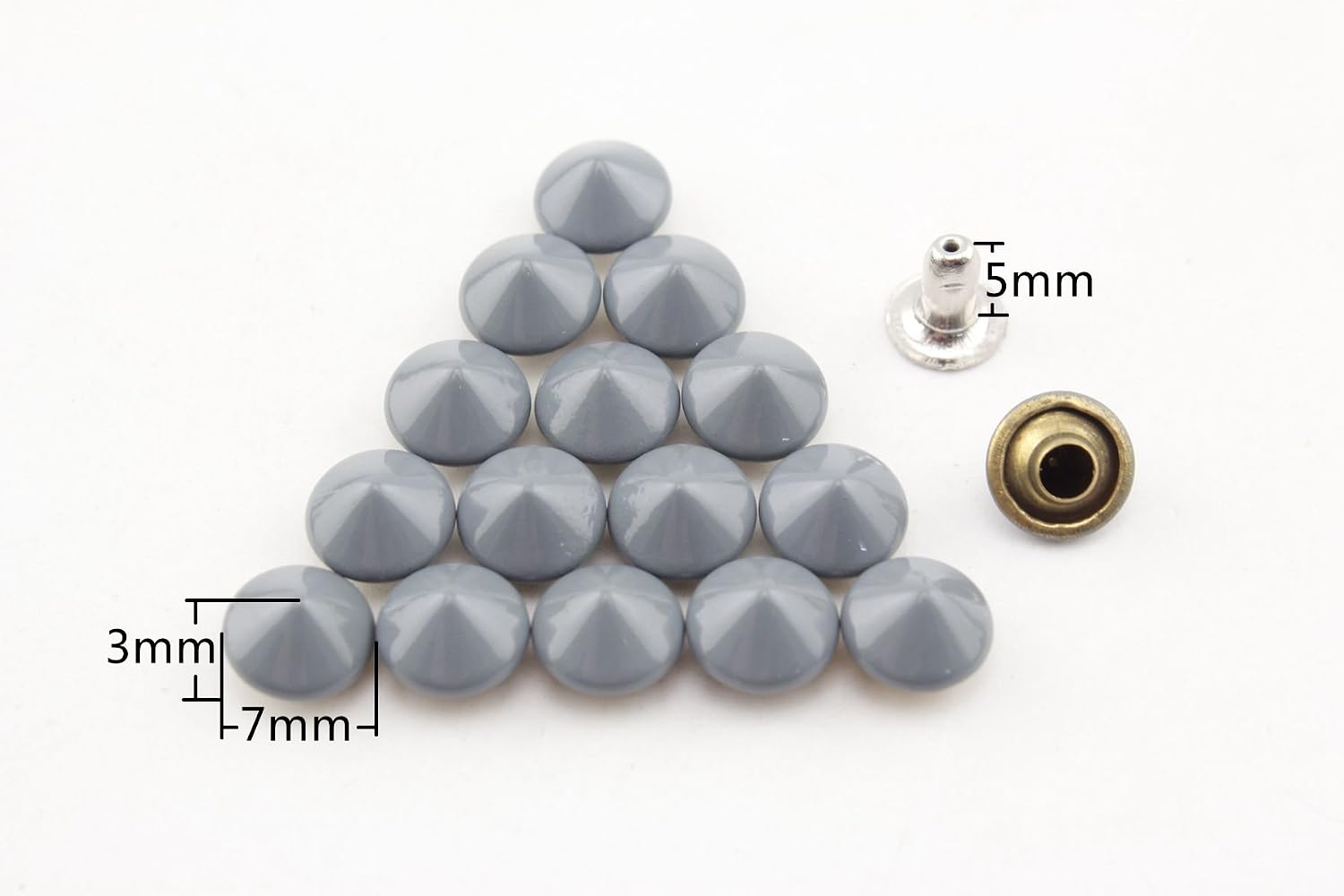 Cone Rivet 5/16" / 7mm x 4mm Copper Bullet Rivet Spike, Purse Rivets Studs for Leather Bag Making Clothing Shoes Gray AT53G