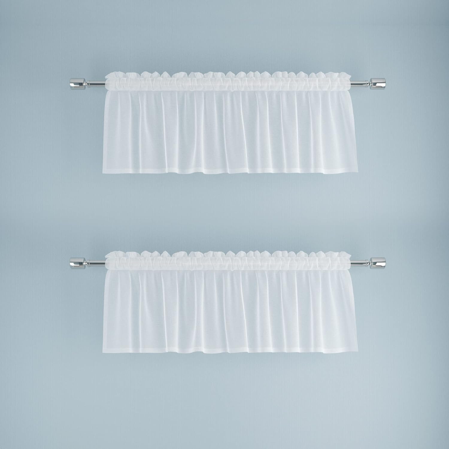 UPOPO White Valance 16 inches Long Sheer Curtain Toppers