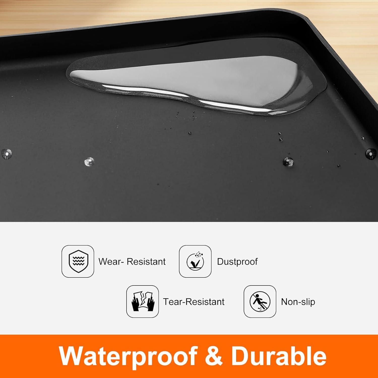 Mini Fridge Mat Set of 2, 19.7x19.7x0.6 Inch Non-Slip Thick Under Refrigerator Silicone Mat, Leak-Proof Washer Drip Tray for Carpet Floor Protection, Black