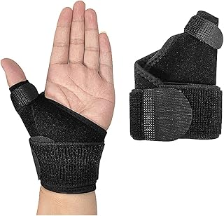 NuCamper Wrist Support Brace for Carpal Tunnel, Adjustable Wrist splint with Three Compression Strap and Finger Trigger Thumb Spica Splint for Men Women Fit Left and Right Hand, Stabilizer for Injuries Sprains, Arthritis,Tendinosis,Pain Relief (Type-B,Black)