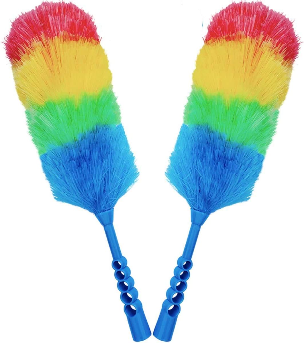 2 Pack Upgrade 19” Static Duster Beandable and Washable - More Fibers Bigger Head Less Loss of Fiber Duster