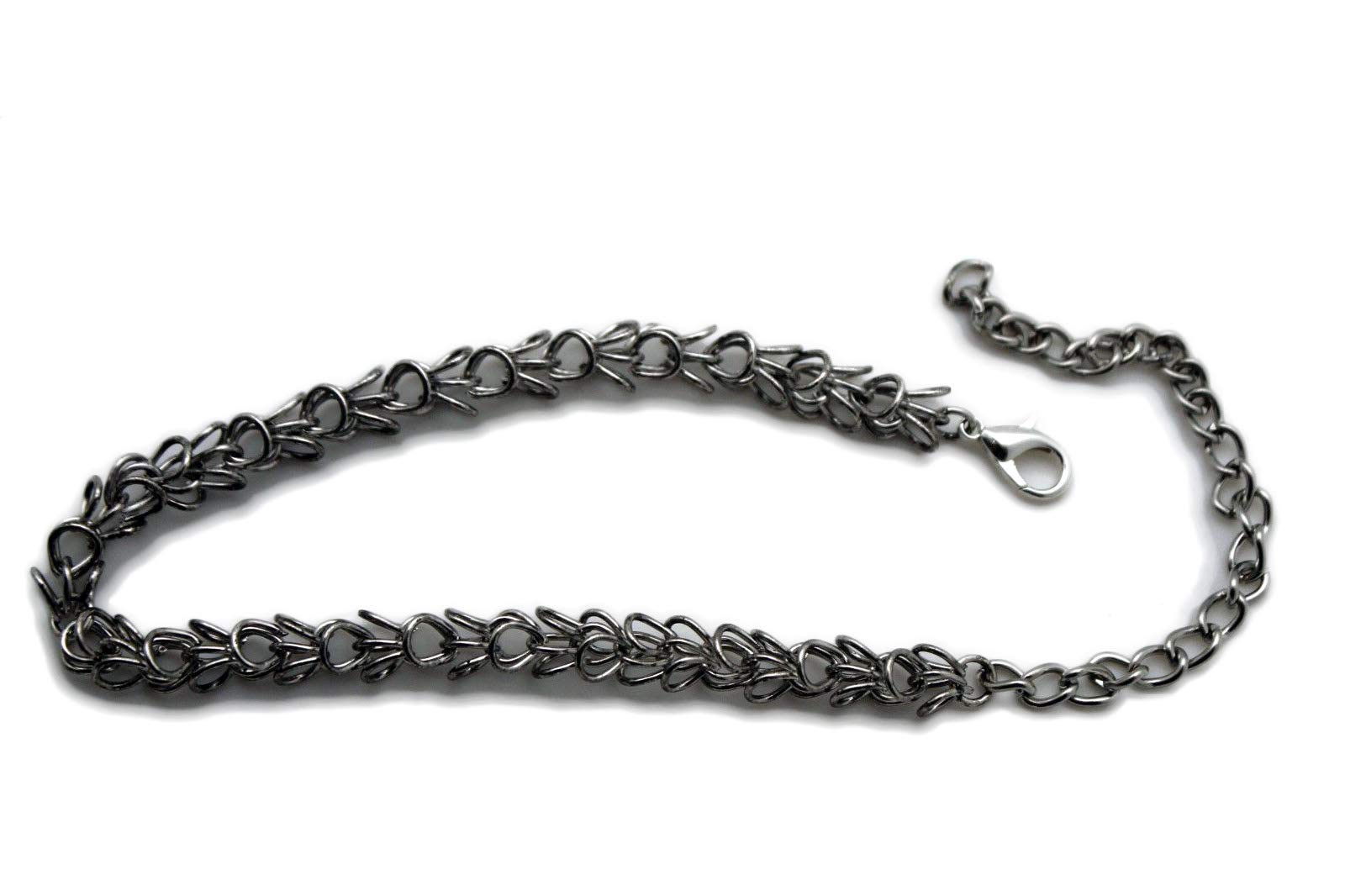 Women Fashion Boot Bracelet Bling Metal Chain High Heel Link Love Heart Charm Silver