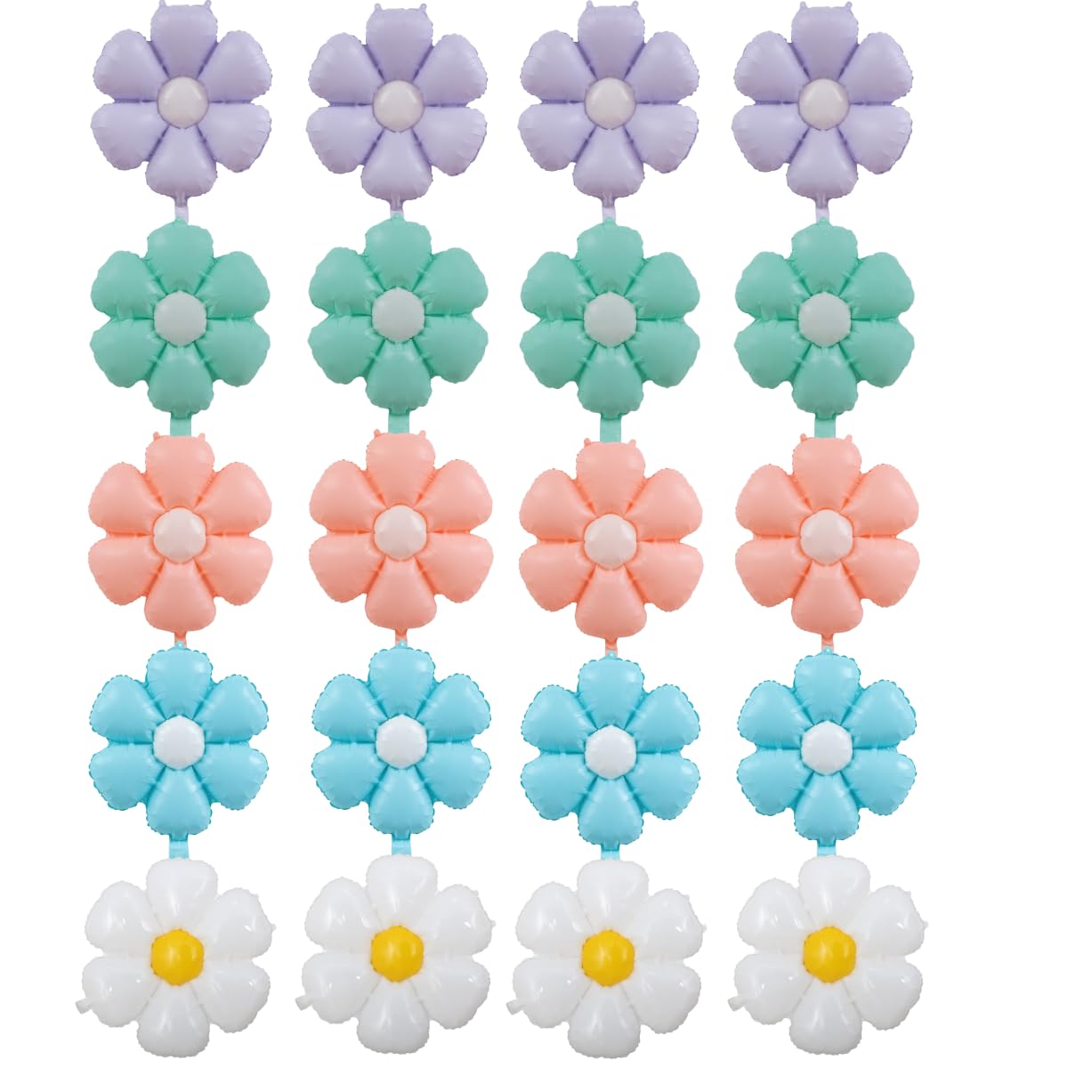 20 Pcs Colored Daisy Balloon 50cmx40cm Foil Balloon for Birthday Baby Shower Summer Anniversary Party Decoration