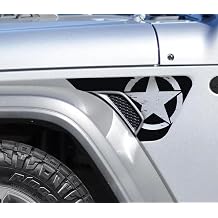 Side Fender Vent Decals Five Stars Stickers for Jeep Wrangler JL JLU 2018-2025 & Gladiator JT 2020-2025