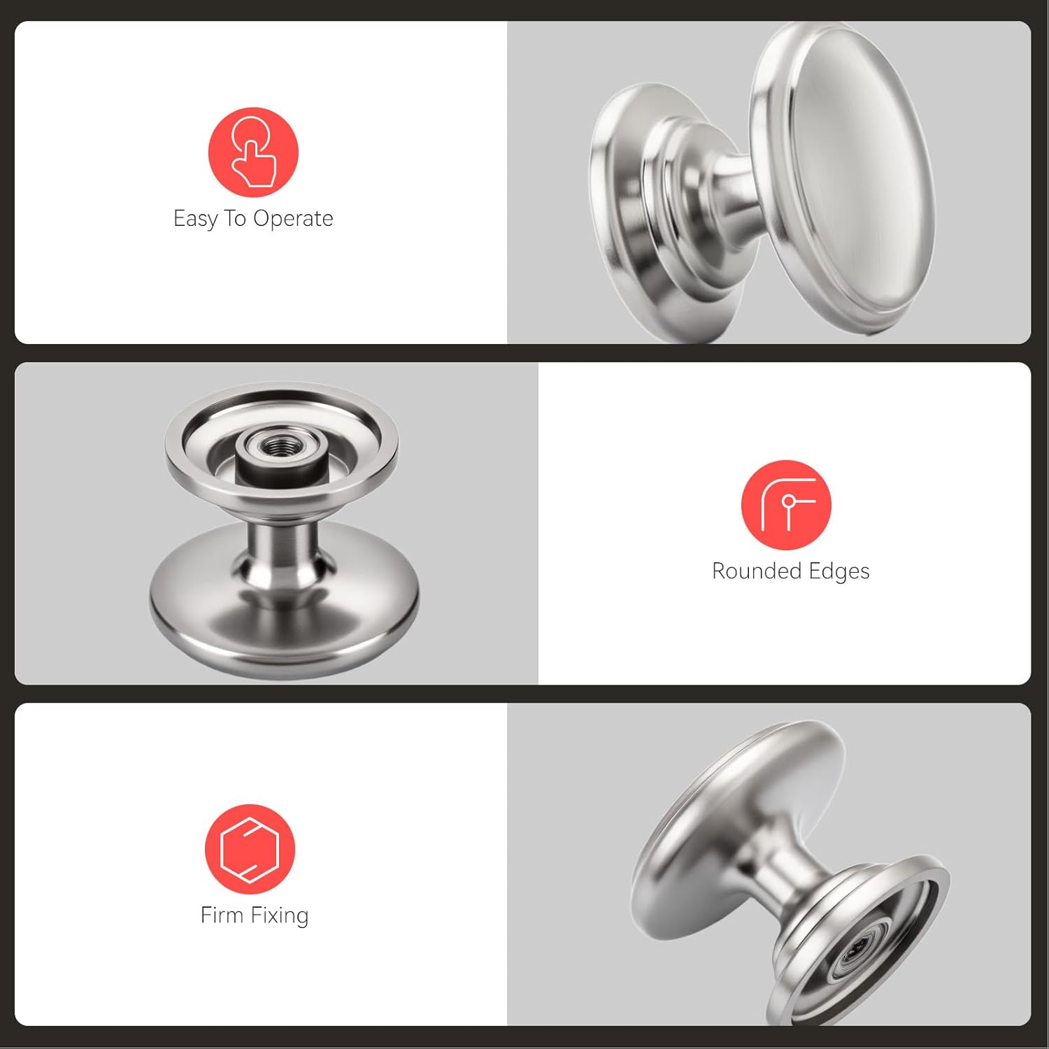 homdiy 20 Pack Brushed Nickel Cabinet Knobs Silver Drawer Knobs Kitchen Hardware for Bathroom, Cupboard, Furniture