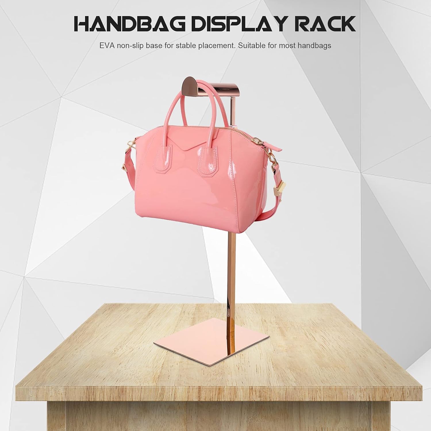 jojofuny Rose Gold Handbag Display Stand Metal Purse Holder with Adjustable Single Hook for Bag Hanging Organizer
