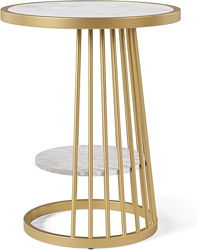 Miniatura 8 de 247 Shop at Home Demick - Mesa auxiliar redonda de metal moderno de 18 pulgadas con 1 estante para sala de estar, dormitorio, oficina en casa,