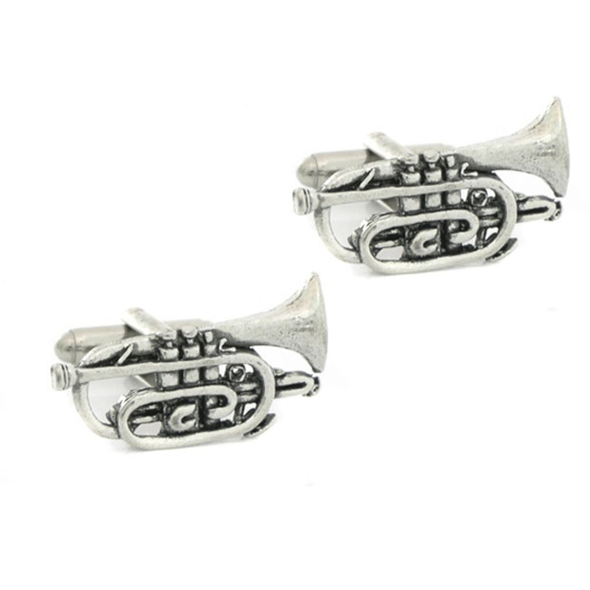 Pewter Cornet Trumpet Cufflinks, Pewter, unknown