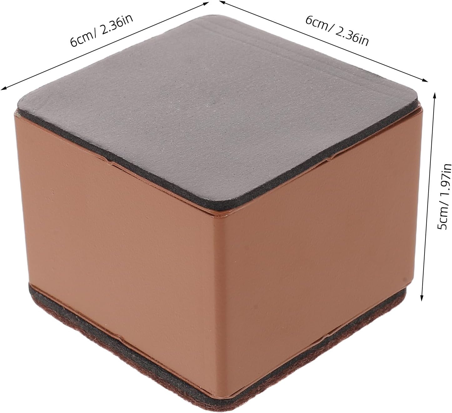 4PCS 2 Inch Height Furniture Riser Pad, Self-Adhesive Square Chair Table Leg Lifter, Carbon Steel Foot Riser with Felt Pad for Under Bed Storage