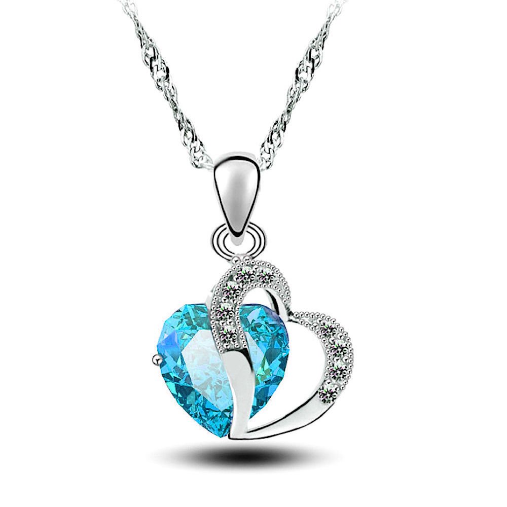 Kim Johanson Damen Schmuckset *Elegant Blue* in Silber I Halskette mit Anhänger & Ohrringen Edelstahl I Armband rhodiniert I Mit Kristallen besetzt inkl. Schmuckbeutel