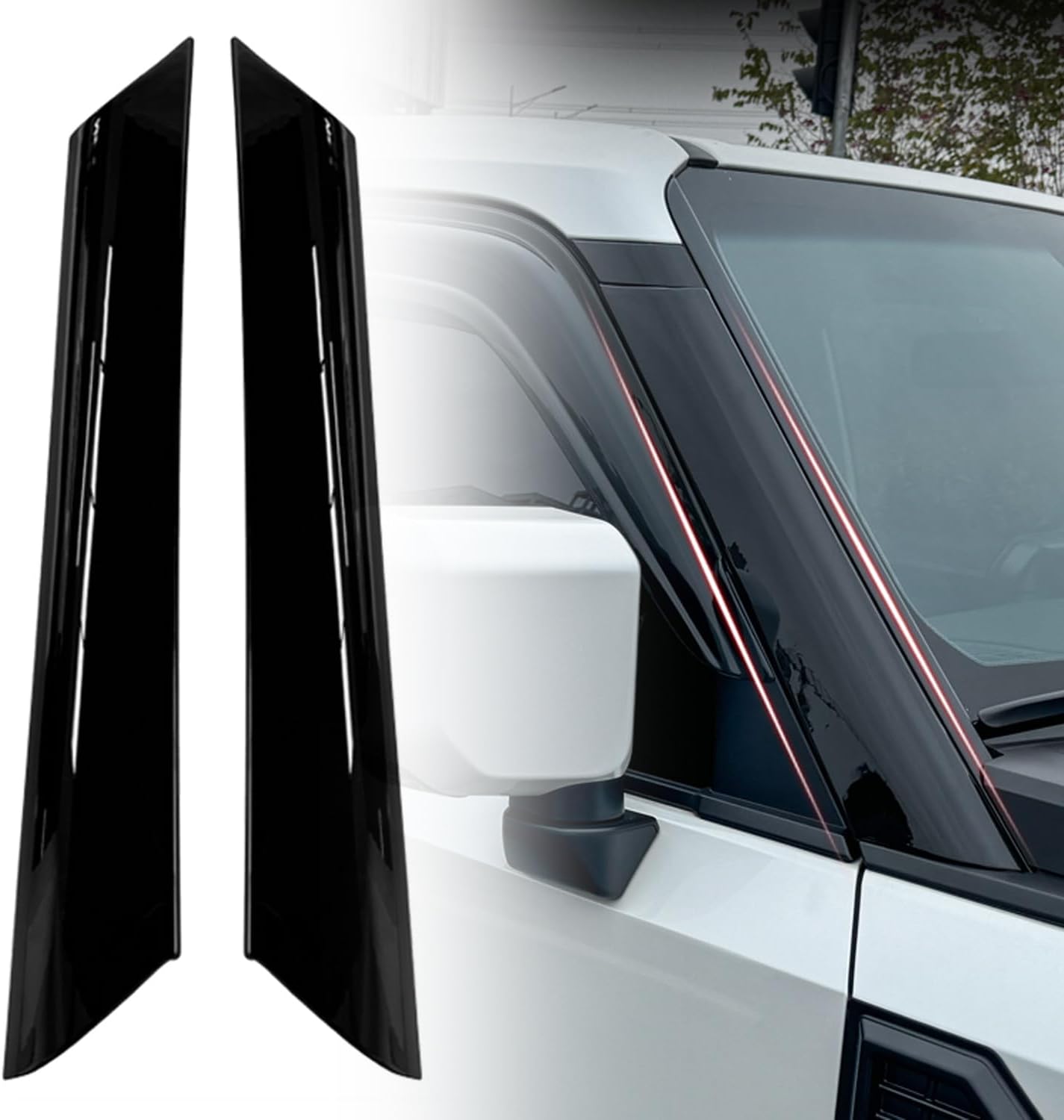 for Toyota Land Cruiser Prado LC250 2024-2025 Black Front Windshield A-Pillar Trim 2pcs Car Accessories (Glossy Black)
