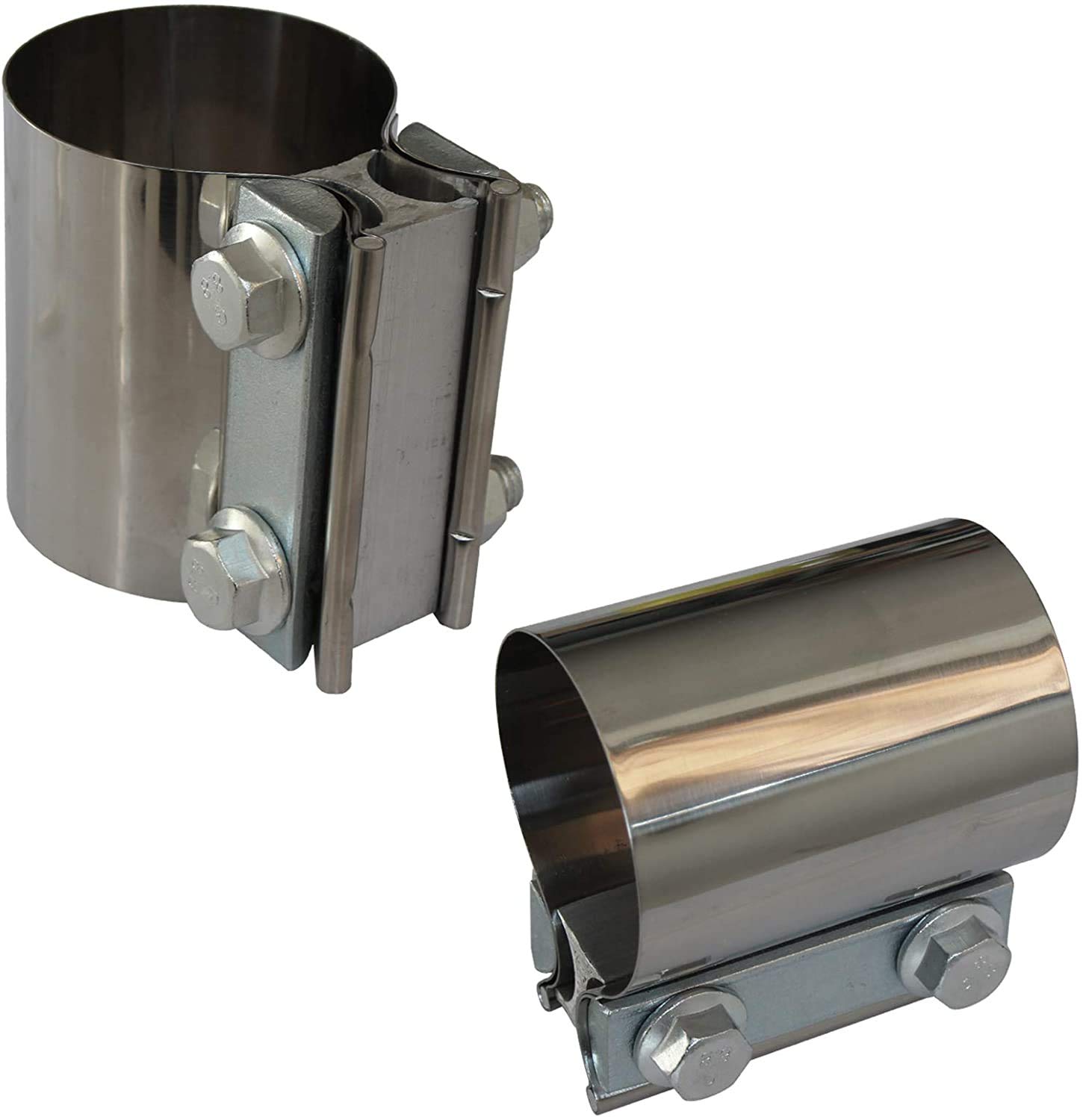 Buy Exhaust Clamp Stainless Butt Joint 2.5" Band Clamp 2Pcs Exhaust