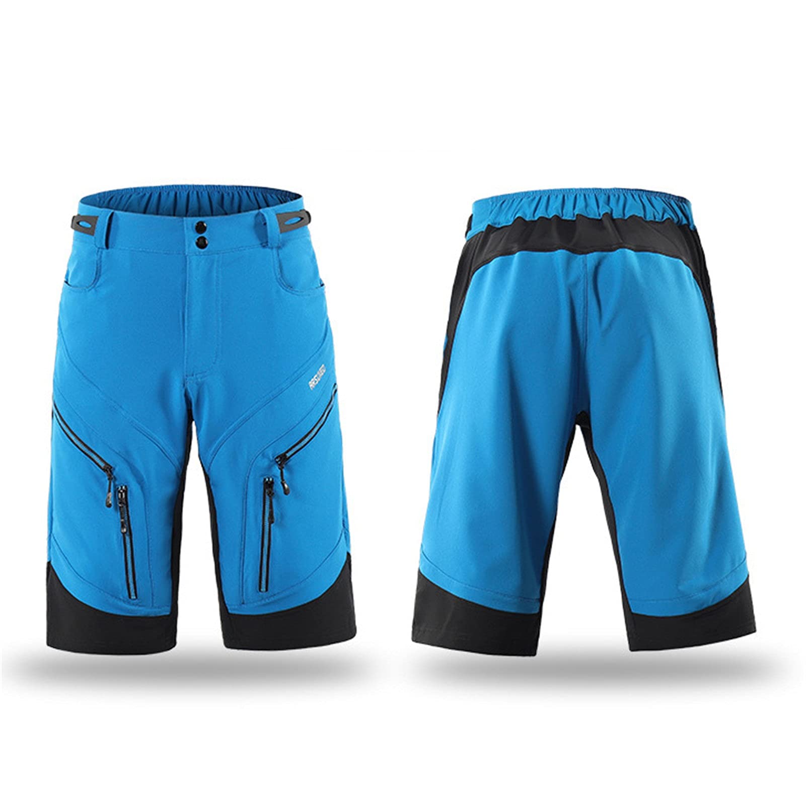 Szorty rowerowe Męskie spodenki MTB Spodenki rowerowe z kieszeniami na zamek błyskawiczny Oddychające szybkoschnące spodenki do roweru górskiego Baggy Shorts do biegania na świeżym powietrzu Trening na siłowni bez wyściółki (kolor: B, rozmiar: B(M))