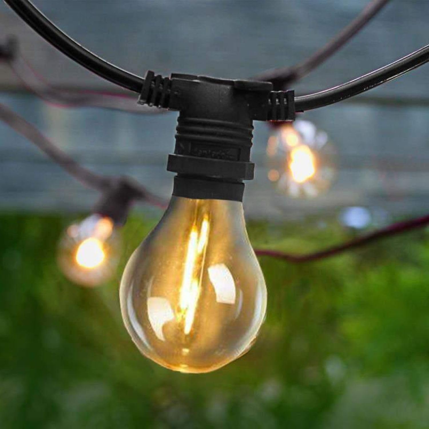 Außenlichterkette LED E27 buntes Licht Farbwechsel RGBW mit Fernbedienung Stecker 5m lang Schwarz 3m Kabel Lichterkette außen Garten Fenster