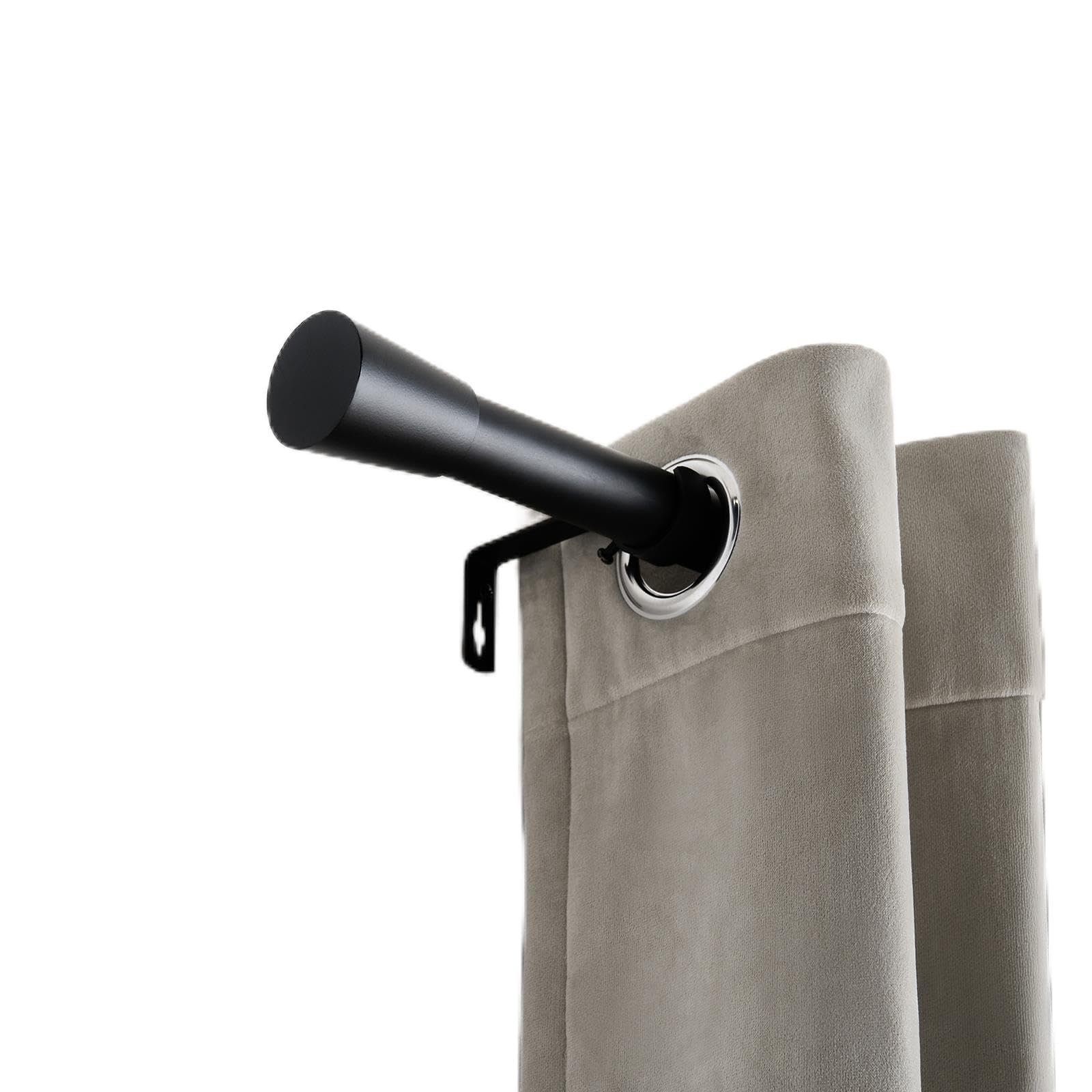 Ohs Curtain Pole Extendable 16mm Metal Finnials Twist End Rod 70-120CmBlack from B&Q