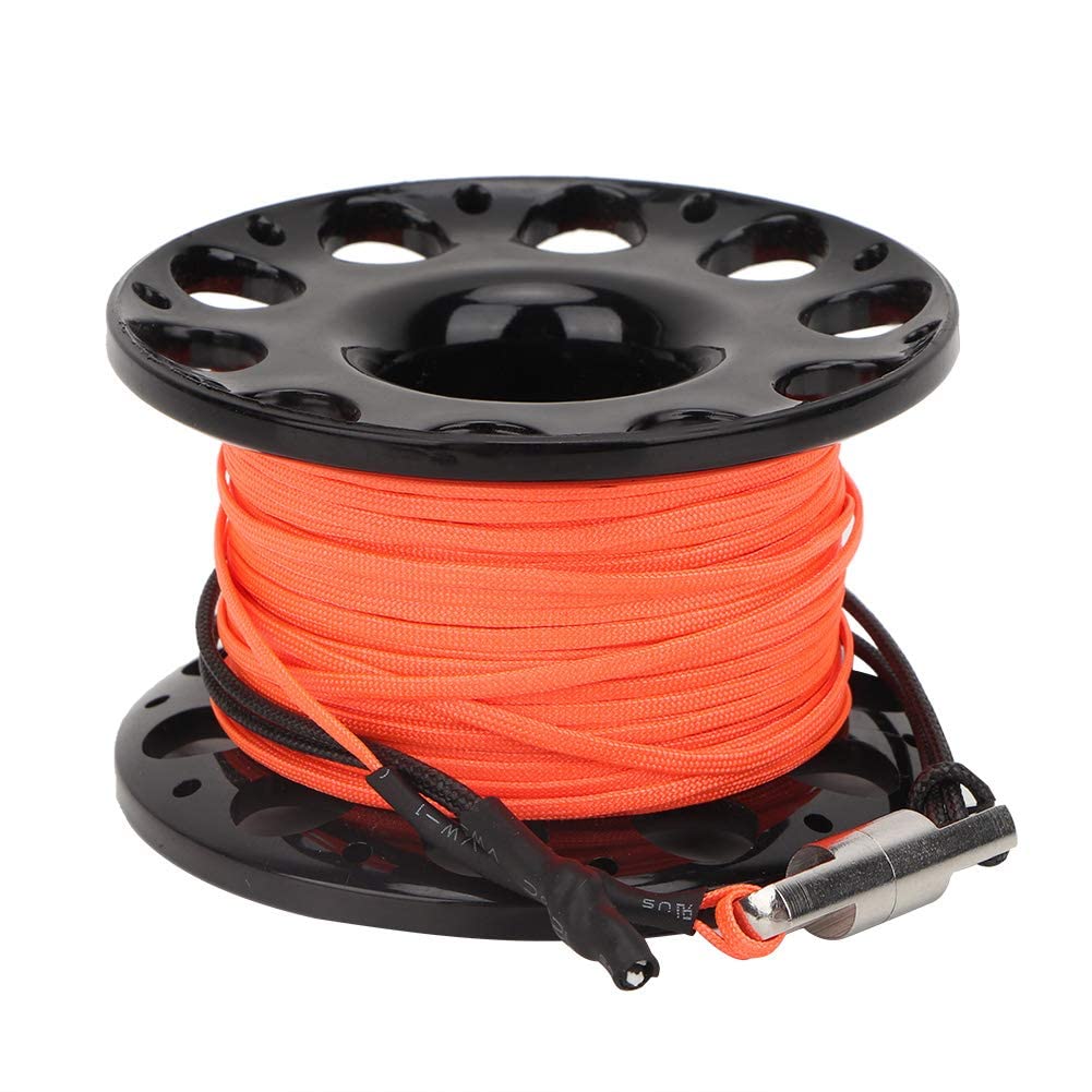 Carrete de Dedo de Buceo, 30 M, Carrete de Dedo de Buceo de Plástico Duradero, Accesorios Subacuáticos, 4 Colores(Rueda Negra)